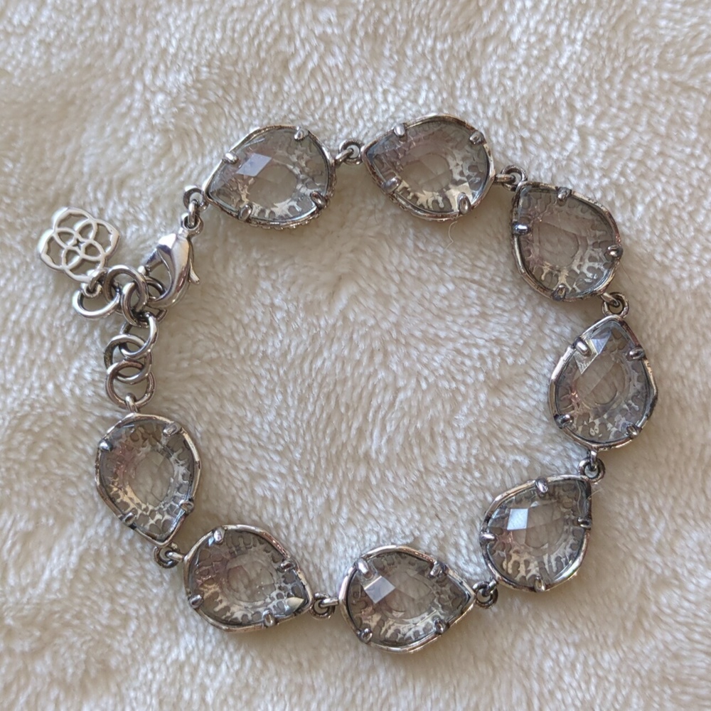 Kendra Scott Brynn Bracelet Rhodium Silver & Clear Faceted Stones